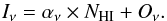 Mathematical equation: \begin{equation} \label{eq_offset_1} I_{\nu} = \alpha_{\nu} \times N_{\mathrm{HI}} + O_{\nu} . \end{equation}