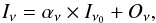 Mathematical equation: \begin{equation} \label{eq_offset_2} I_{\nu} = \alpha_{\nu} \times I_{\nu_0}+ O_{\nu} , \end{equation}