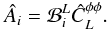 Mathematical equation: \begin{equation} \hat{A}_i = \binner_i^{L} \hat{C}^{\phi\phi}_L. \label{eqn:amplitude_a_def} \end{equation}
