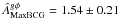 Mathematical equation: \hbox{$\hat{A}^{g\phi}_{\rm MaxBCG} = 1.54 \pm 0.21$}