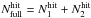 Mathematical equation: \hbox{$N^{\rm hit}_{\rm full} = N^{\rm hit}_1 + N^{\rm hit}_2$}