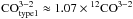 Mathematical equation: \hbox{${\rm CO}_{\rm type1}^{3-2} \approx 1.07 \times {^{12}{\rm CO^{3-2}}}$}