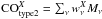 Mathematical equation: \hbox{${\rm CO}_{\rm type2}^{X} = \sum_{\nu} w^{X}_{\nu} M_{\nu}$}