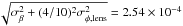 Mathematical equation: \hbox{$\sqrt{ \sigma^2_{\beta} + (4/10)^2 \sigma_{\phi, {\rm lens}}^2 } = 2.54 \times 10^{-4}$}