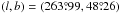 Mathematical equation: \hbox{$(l,b) =(263\pdeg99, 48\pdeg26)$}