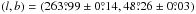 Mathematical equation: \hbox{$(l,b)=(263\pdeg99 \pm 0\pdeg14, 48\pdeg26 \pm 0\pdeg03)$}