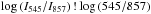 Mathematical equation: \hbox{$\log\left(I_{545}/I_{857}\right)\!\\!\log\left(545/857\right)$}