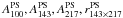 Mathematical equation: \hbox{$A^\mathrm{PS}_{100}, A^\mathrm{PS}_{143}, A^\mathrm{PS}_{217}, r^\mathrm{PS}_{143\times217}$}