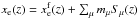 Mathematical equation: \hbox{$x_{\mathrm e}(z)=x_{\mathrm e}^{\mathrm f}(z) +\sum_{\mu}m_{\mu}S_{\mu}(z)$}