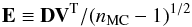 Mathematical equation: \appendix \setcounter{section}{1} \begin{equation} {\bf E}\equiv{\bf D}{\bf V}^{\rm T}/(\nmc-1)^{1/2} \end{equation}