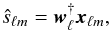 Mathematical equation: \appendix \setcounter{section}{4} \begin{eqnarray} \label{sec:smica:Hfiltering} \hat s_\lm = \vec{w}_\ell\adj \vec{x}_\lm, \end{eqnarray}