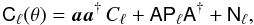 Mathematical equation: \appendix \setcounter{section}{4} \begin{eqnarray} \label{eq:smica:app:Rlmodel} \tens{C}_\ell(\theta) = \vec{a}\vec{a}\adj \,C_\ell + \tens{A}\tens{P}_\ell\tens{A}\adj + \tens{N}_\ell, \end{eqnarray}