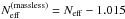 Mathematical equation: \hbox{$\nnu^{(\rm massless)}=\nnu-1.015$}