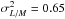 \hbox{$\sigma^2_{L/M}=0.65$}