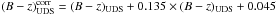 Mathematical equation: \hbox{$(B-z)_{\rm UDS}^{\rm corr}=(B-z)_{\rm UDS} + 0.135\times (B-z)_{\rm UDS}+0.045$}