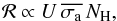 Mathematical equation: \begin{equation} \label{eq:absorb} {\cal{R}} \propto U\, \overline{\sigma_{\rm a}}\, N_{\rm H}, \end{equation}