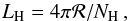 Mathematical equation: \begin{equation} \label{eq:dsl} L_{\rm H}= 4\pi{\cal{R}}/N_{\rm H}\, \end{equation}