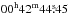Mathematical equation: \hbox{$00^\text{h}42^\text{m}44\fs45$}