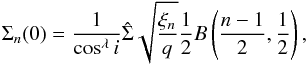 Mathematical equation: \begin{equation} \Sigma_{\rm BE}(0) \approx \hat \Sigma \frac{1}{\sqrt{q}} 3.028. \end{equation}