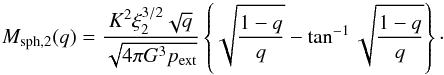 Mathematical equation: \appendix \setcounter{section}{1} \begin{equation} M_{\rm BE}(\theta_{\rm cl}) = \frac{K^2}{\sqrt{4\pi G^3 p_{\rm ext}}} {\rm e}^{-\omega(\theta_{\rm cl})/2}\int_0^{\theta_{\rm cl}}{\rm d}\theta\,\theta^2\,{\rm e}^{-\omega(\theta)}, \end{equation}