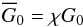 Mathematical equation: \begin{equation} \overline{G}_0 = \chi G_0 \label{G0_eff} \end{equation}