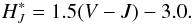 Mathematical equation: \begin{equation} \label{rpm2} H_J^{*} = 1.5 (V-J) - 3.0. \end{equation}