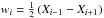 Mathematical equation: \hbox{$w_i = \frac{1}{2} \left( X_{i-1} - X_{i+1} \right)$}