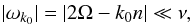 Mathematical equation: \begin{eqnarray} |\sig_{k_0}| = |2\om - k_0 n| \ll \llambda , \end{eqnarray}