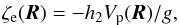 Mathematical equation: \begin{eqnarray} \xix_\eq (\vR) = - h_2 V_{\rm p} (\vR)/g , \label{131021a} \end{eqnarray}