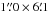 Mathematical equation: \hbox{$1\farcs0 \times 6\farcm1$}
