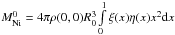 Mathematical equation: \hbox{$M_{\rm Ni}^0=4 \pi \rho(0,0) R_0^3 \int\limits_0^{1} \xi(x) \eta(x) x^2 {\rm d}x$}
