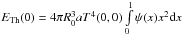 Mathematical equation: \hbox{$E_{\rm Th}(0)=4 \pi R_0^3 a T^4(0,0) \int\limits_0^{1} \psi(x) x^2 {\rm d}x$}