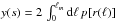 Mathematical equation: \hbox{$y(s) = 2\, \int_0^{\ell_{m}} {\rm d}\ell \, p[r(\ell)]$}