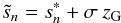Mathematical equation: \begin{equation} \tilde{s}_{n} = s^{*}_{n} + \sigma \: z_{\rm G} \end{equation}