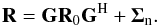 Mathematical equation: \begin{equation} \bR = \bG \bR_0 \bG^{\rm H} + \bSigma_{\rm n}. \end{equation}