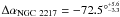 Mathematical equation: \hbox{$\,\,\,\Delta\alpha_{\rm NGC~2217}=-72.5^{{\circ}^{+5.6}_{-3.3}}$}