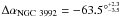 Mathematical equation: \hbox{$\,\,\,\Delta\alpha_{\rm NGC~3992}=-63.5^{{\circ}^{+2.3}_{-3.5}}$}