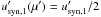 Mathematical equation: \hbox{$u'_{\rm syn,1}(\mu')=u'_{\rm syn,1}/2$}