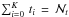 \hbox{$\sum_{i=0}^{K}\,t_i \, = \, {\cal N}_t$}