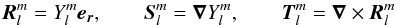 \appendix \setcounter{section}{1} \begin{eqnarray} \vec{R}_l^m=Y_l^m \vec{e_r},\qquad \vec{S}_l^m=\vec{\nabla}Y_l^m, \qquad \vec{T}_l^m=\vec{\nabla}\times \vec{R}_l^m \end{eqnarray}