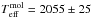 \hbox{$T_\mathrm{eff}^\mathrm{mol} = 2055 \pm 25$}