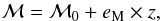 \begin{eqnarray} {\mathcal M}={\mathcal M}_0 + e_{\rm M} \times z, \label{eq:M_depend_z} \end{eqnarray}