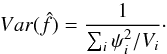 \appendix \setcounter{section}{1} \begin{eqnarray*} Var(\hat{f}) = \frac {1} {\sum_i \psi_i^2/V_i} \cdot \end{eqnarray*}