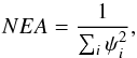 \appendix \setcounter{section}{1} \begin{eqnarray} NEA = \frac {1} {\sum_i \psi_i^2}, \label{eq:NEA-definition} \end{eqnarray}