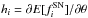 \hbox{$h_i = \partial E[f^{\rm SN}_i]/\partial \theta$}
