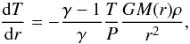 \appendix \setcounter{section}{2} \begin{eqnarray} \frac{{\rm d}T}{{\rm d}r} = - \frac{\gamma-1}{\gamma} \frac{T}{P} \frac{GM(r)\rho}{r^2}, \label{eq:atmo_etransport_conv} \end{eqnarray}