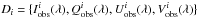 \hbox{$D_i=\{I_\mathrm{obs}^i(\lambda),Q_\mathrm{obs}^i(\lambda),U_\mathrm{obs}^i(\lambda),V_\mathrm{obs}^i(\lambda)\}$}