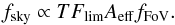 \begin{equation} \label{eq25} f_{\rm sky}\propto T F_{\rm lim}A_{\rm eff}f_{\rm FoV}. \end{equation}
