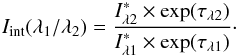 \appendix \setcounter{section}{2} \begin{equation} \label{eq:intcolor} I_{\rm int}(\lambda_{1}/\lambda_{2}) = \frac{I^*_{\lambda2} \times \exp(\tau_{\lambda2})}{I^*_{\lambda1} \times \exp(\tau_{\lambda1})} \cdot \end{equation}