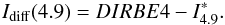 \appendix \setcounter{section}{2} \begin{equation} I_\mathrm{diff}(4.9) = DIRBE{4} - I^*_{4.9} . \end{equation}